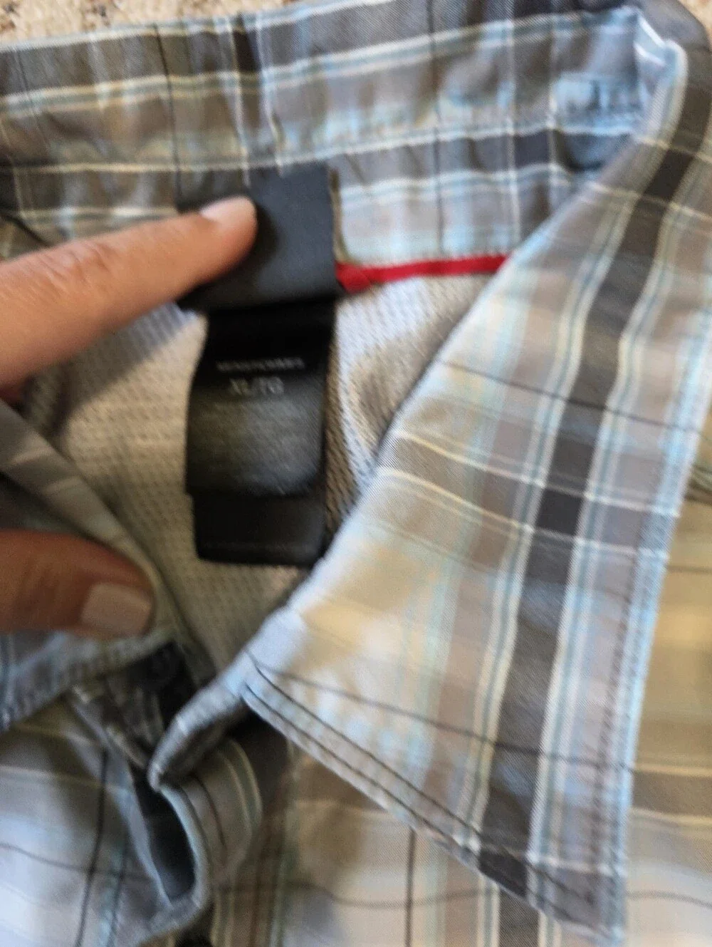 The North Face Men's Blue Plaid Short-Sleeve Button-Down Shirt